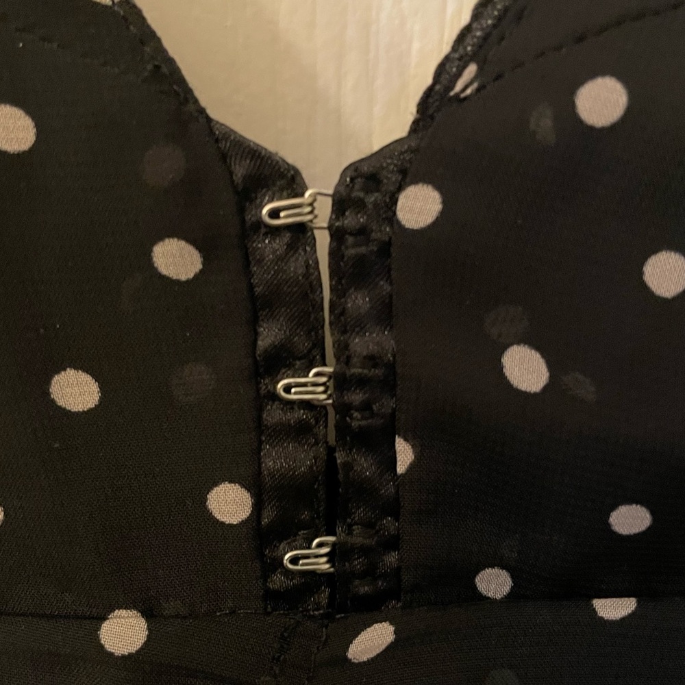 Chic Black Polka Dot Mini Dress - Picture 3 of 5